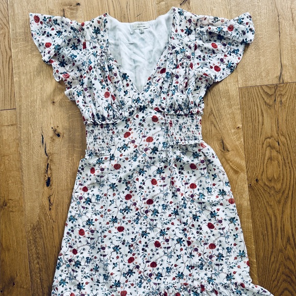 Max Studio Dresses & Skirts - Max Studio Floral Midi Dress - Cream, Red, Blue